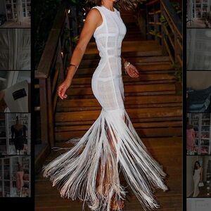 ASOS White Fringe Maxi Dress